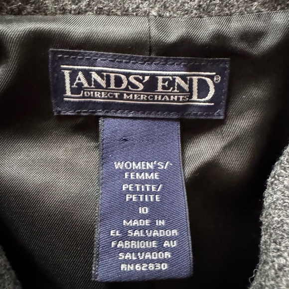 LANDS END Women's Gray Heather Wool Blazer Jacket Size 10 Petite - Picture 4 of 6